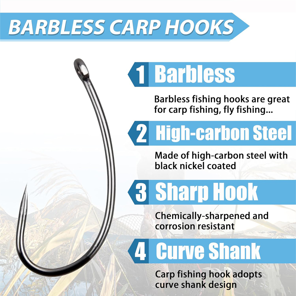 바블리스 낚시 후크 키트, 곡선 생크 플라이 타이 후크 - Fishing Hook Barbless 리뷰 및 가격