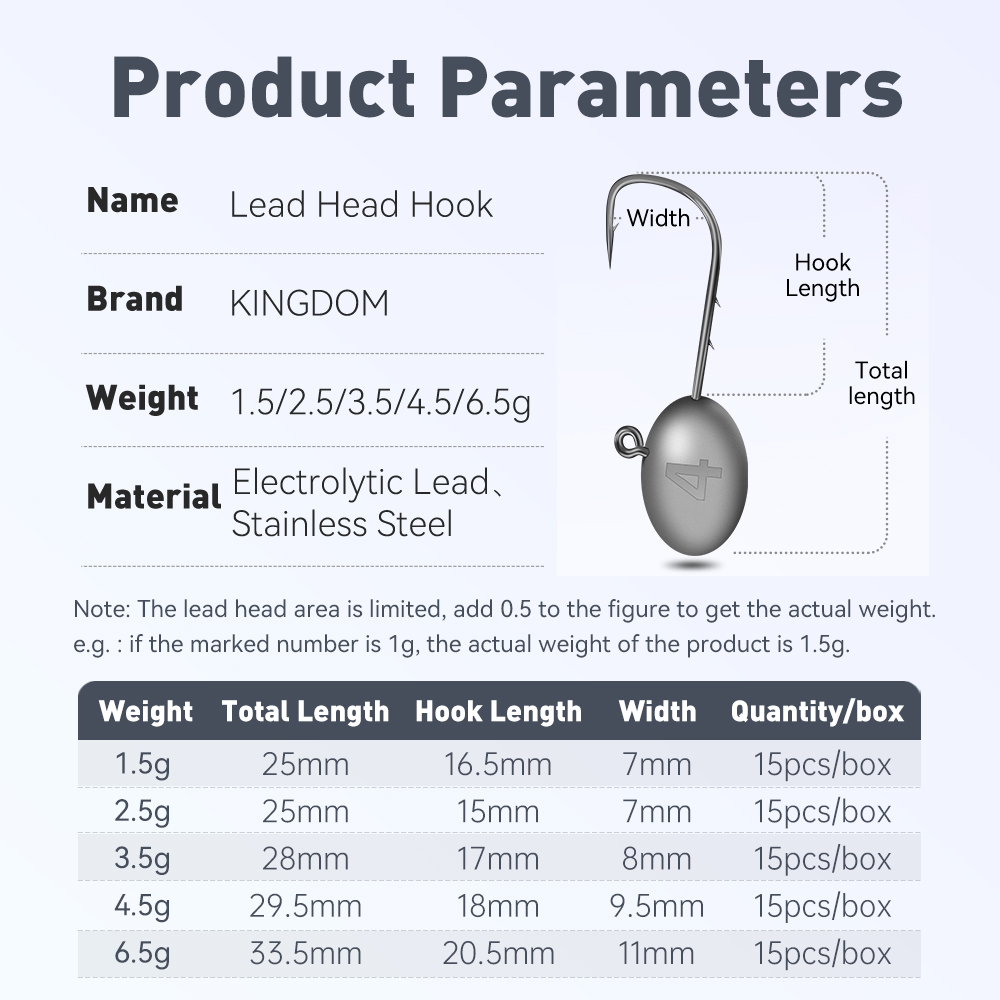 왕국 15pcs 리드 헤드 후크 낚시 후크 1.5g 2 - Fishing Hook Assortment 리뷰 및 가격